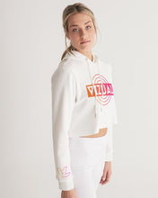 Load image into Gallery viewer, Vizualfulllogo  crop top hoodie White Women&#39;s Cropped Hoodie
