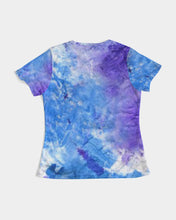 Load image into Gallery viewer, Blue and purple tie dye women&#39;s designer T-shirt Women&#39;s Tee
