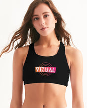 Load image into Gallery viewer, Black with Optical Illusion logo Women&#39;s Seamless Sports Bra
