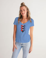 Load image into Gallery viewer, 3 Diamonds Collection sky blue V-neck Women&#39;s V-Neck Tee
