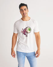 Load image into Gallery viewer, White T-shirt crazy eye green Men&#39;s Tee
