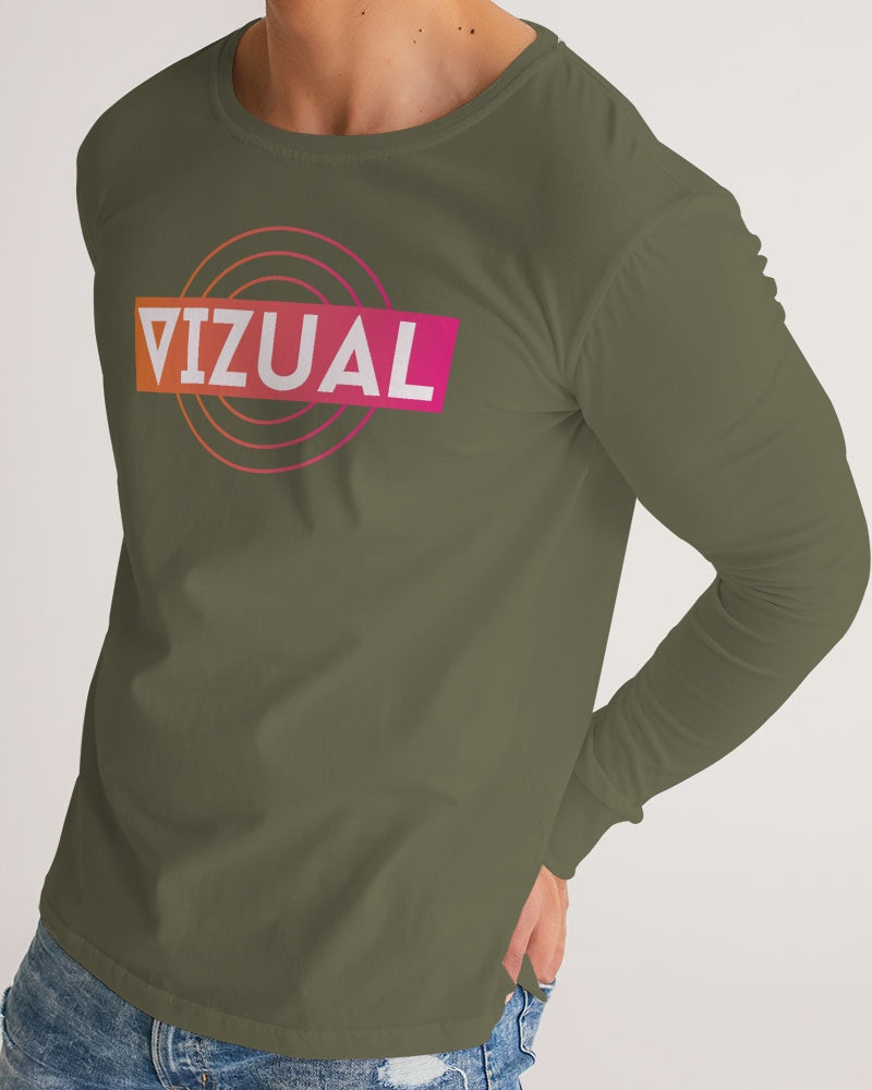 Forest Green Optical Illusion long-sleeved T-Shirt Men's Long Sleeve Tee