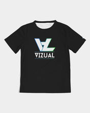 Load image into Gallery viewer, Kid&#39;s Designer T-shirt black with hilighter blue&amp;green logo Kids Tee
