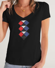 Load image into Gallery viewer, 3 Diamonds Collection black V-neck Women&#39;s V-Neck Tee
