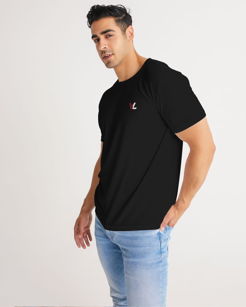 Black Designer T-shirt with Carmine Red and White Logo 2 Men's Tee