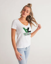 Load image into Gallery viewer, Women&#39;s V-neck T-Shirt Celtic Green and Black Logo Women&#39;s V-Neck Tee
