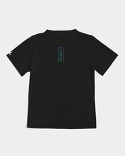 Load image into Gallery viewer, Kid&#39;s Designer T-shirt black with hilighter blue&amp;green logo Kids Tee
