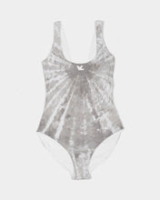 Load image into Gallery viewer, Grey and white tie dye Designer T-shirt Women&#39;s One-Piece Swimsuit
