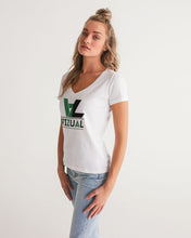 Load image into Gallery viewer, Women&#39;s V-neck T-Shirt Celtic Green and Black Logo Women&#39;s V-Neck Tee
