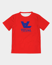 Load image into Gallery viewer, Kid&#39;s Designer T-shirt Red with Blue logo Kids Tee
