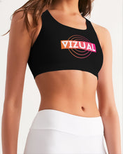 Load image into Gallery viewer, Black with Optical Illusion logo Women&#39;s Seamless Sports Bra
