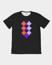 Load image into Gallery viewer, Black Tee Shirt orange purple grey 3 diamonds Men&#39;s Tee
