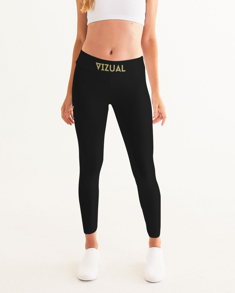 Black Yoga Gold print Women's Yoga Pants