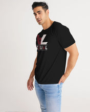 Load image into Gallery viewer, Black Designer T-shirt with Carmine Red and White Logo Men&#39;s Tee
