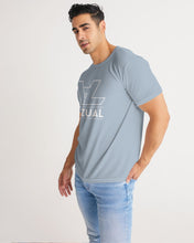 Load image into Gallery viewer, Light blue Designer T-shirt original logo white Men&#39;s Tee
