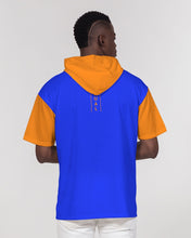 Load image into Gallery viewer, Men&#39;s Premium Heavyweight short sleeve hoodie blue&amp;orange Men&#39;s Premium Heavyweight Short Sleeve Hoodie
