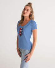 Load image into Gallery viewer, 3 Diamonds Collection sky blue V-neck Women&#39;s V-Neck Tee
