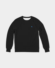 Load image into Gallery viewer, Black Men&#39;s Classic French Terry Crewneck Pullover with igloo and royal blue logo
