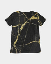 Load image into Gallery viewer, black and gold Women&#39;s V-Neck Tee
