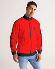 Load image into Gallery viewer, Red Men&#39;s Stripe-Sleeve Track Jacket
