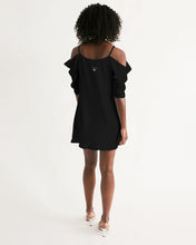 Load image into Gallery viewer, Black off shoulder A dress Women&#39;s Open Shoulder A-Line Dress
