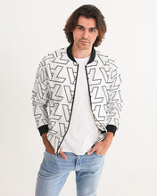 Load image into Gallery viewer, &quot;Vizúal on Repeat&quot; Logo Bomber Jacket  white Men&#39;s Bomber Jacket
