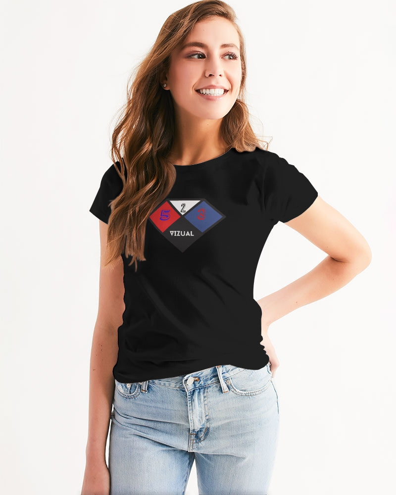 523 Collection Black Designer Vizúal Diamond Women's Tee