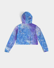 Load image into Gallery viewer, Blue and purple tie dye women&#39;s designer T-shirt Women&#39;s Cropped Hoodie
