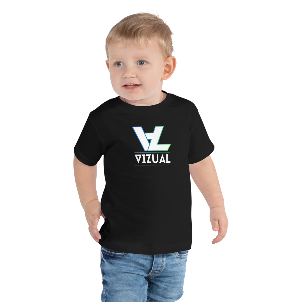 Toddler Short Sleeve Tee highlighter blue&green original logo