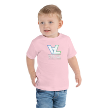 Load image into Gallery viewer, Toddler Short Sleeve Tee highlighter blue&amp;green original logo
